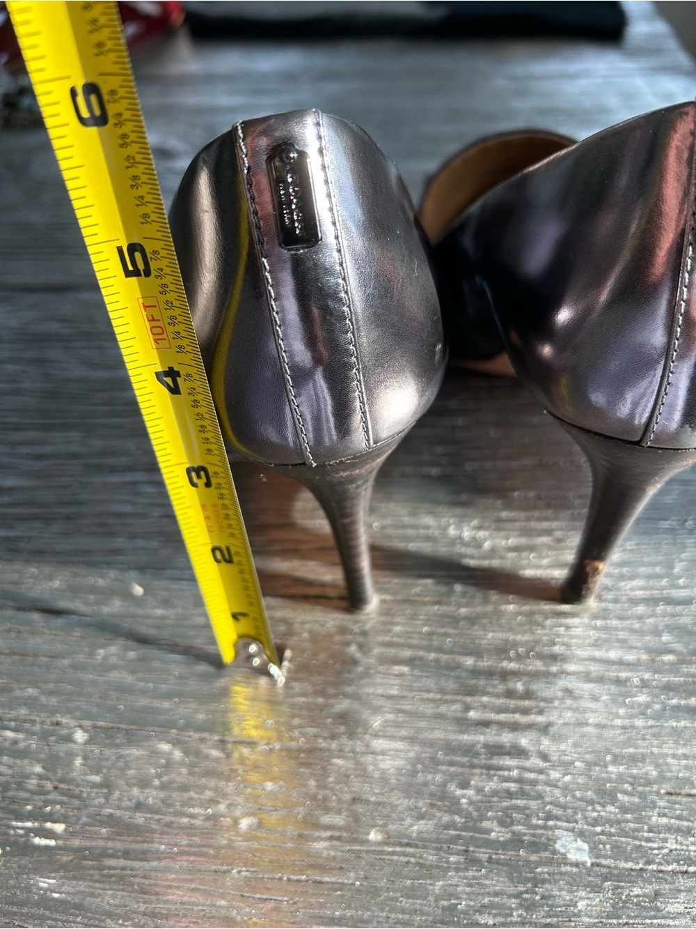 Coach Metallic Gunmetal Pointed-Toe Tassel Loafers- gorgeous classy pump - Picture 6 of 12